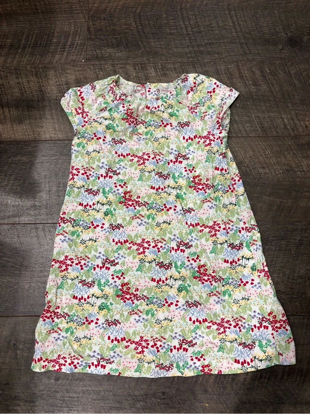 Hanna Andersson White Floral dress with Red & Green Accents